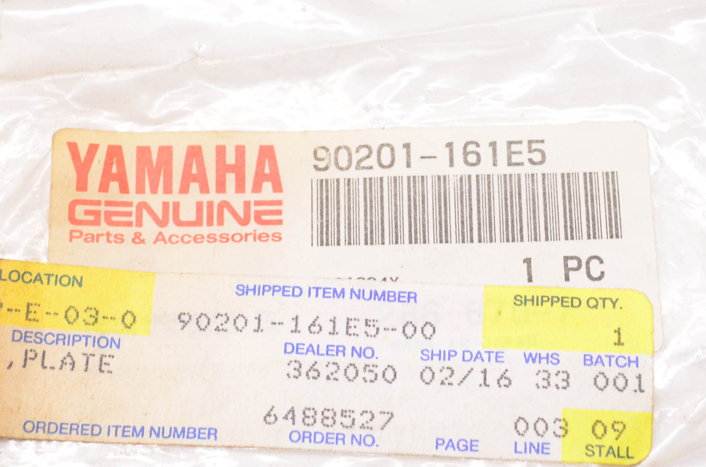 New OEM Yamaha 90201-161E5-00 Plate Washer NOS