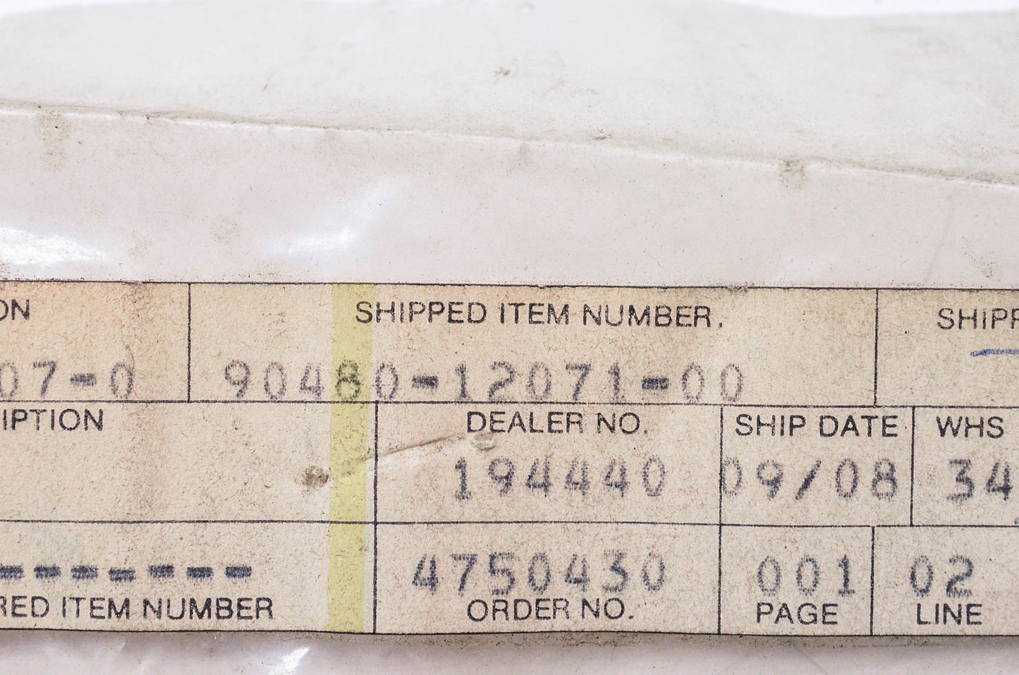 New OEM Yamaha 90480-12071-00 Guide NOS
