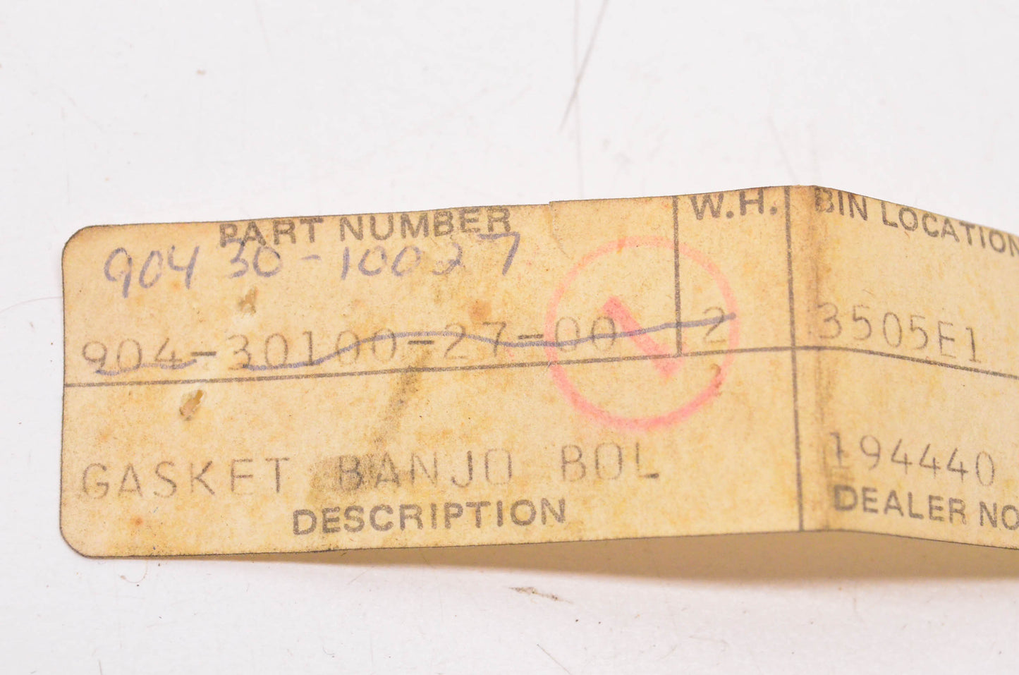 New OEM Yamaha 90430-10027-00 Banjo Gasket NOS