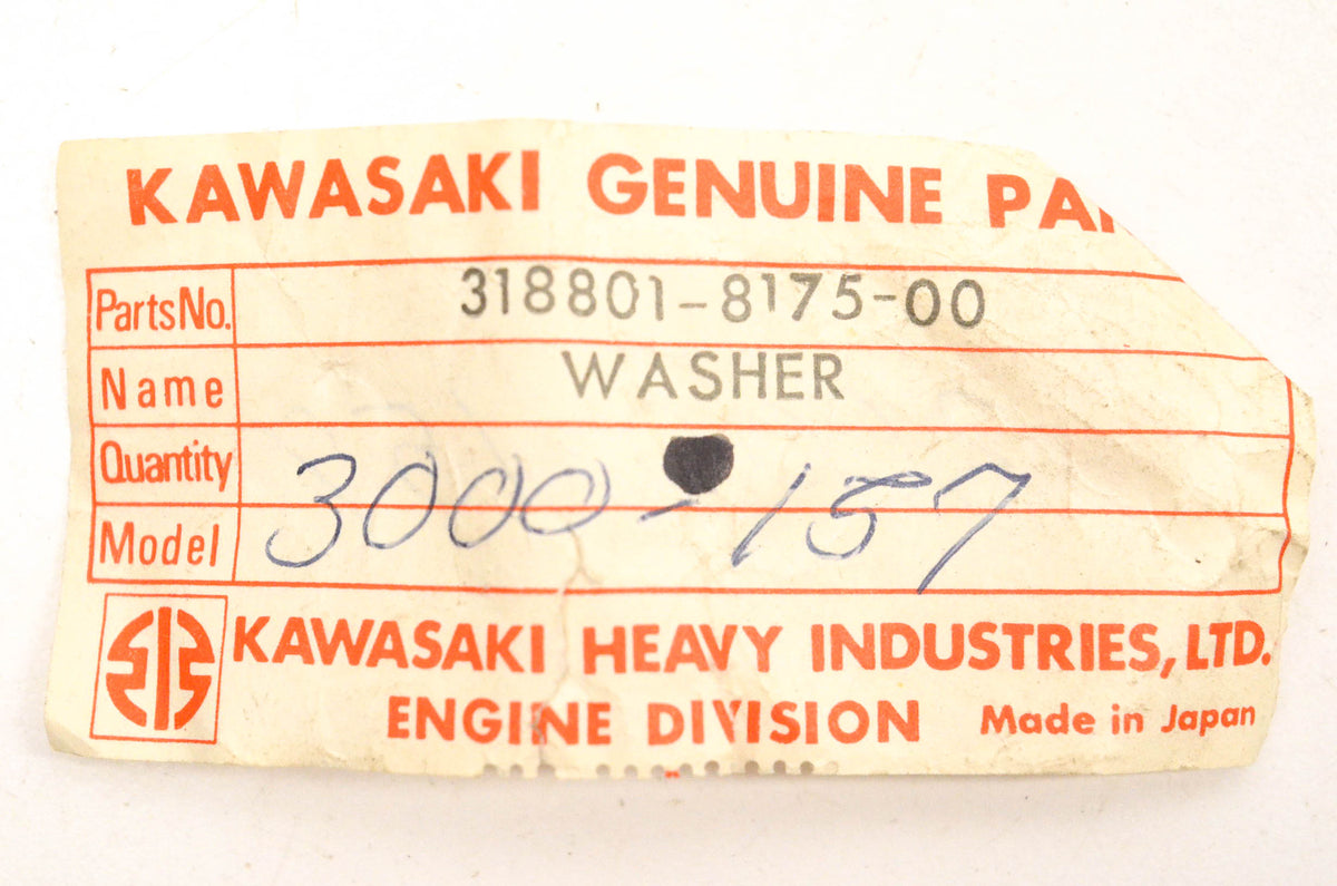 New OEM Kawasaki 318801-8175-00, 3000-157 Washer NOS