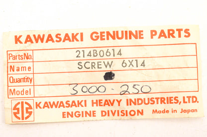 New OEM Kawasaki 214B0614, 3000-250 Screws 6x14 Qty 2 NOS