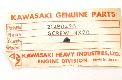 New OEM Kawasaki 214B0420, 3000-247 Screws 4x20 Qty 2 NOS