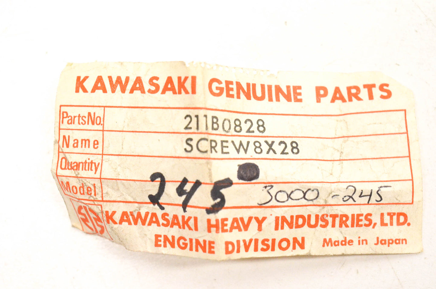 New OEM Arctic Cat 211B0828, 3000-245 Screw 8x28 NOS