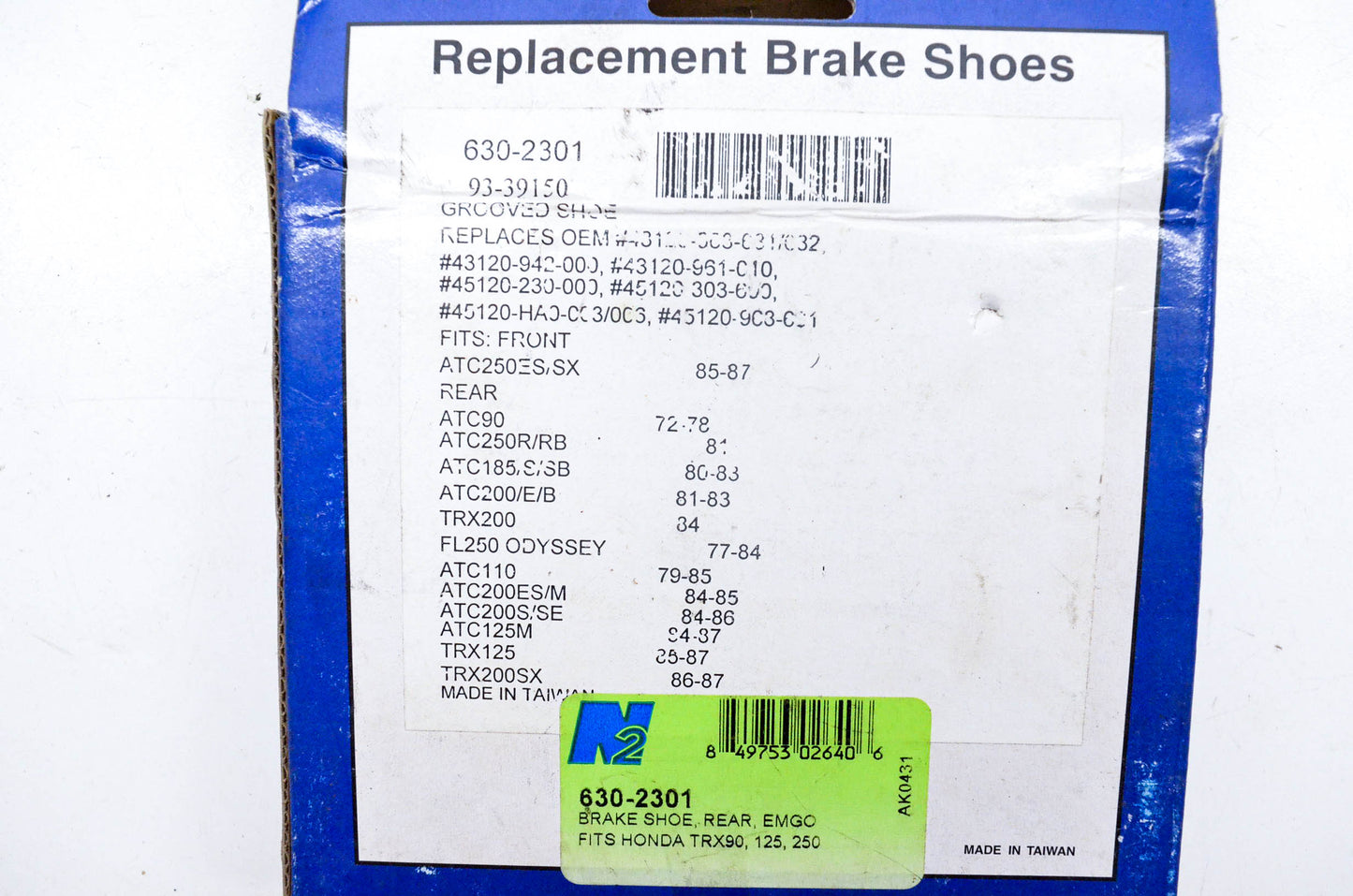 N2 630-2301, 93-39150 Brake Shoe Kit NOS