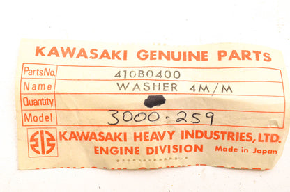 New OEM Kawasaki 410B0400 Washer 4mm Qty 4 NOS