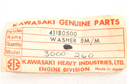 New OEM Kawasaki 411B0500 Washer 5mm Qty 12 NOS