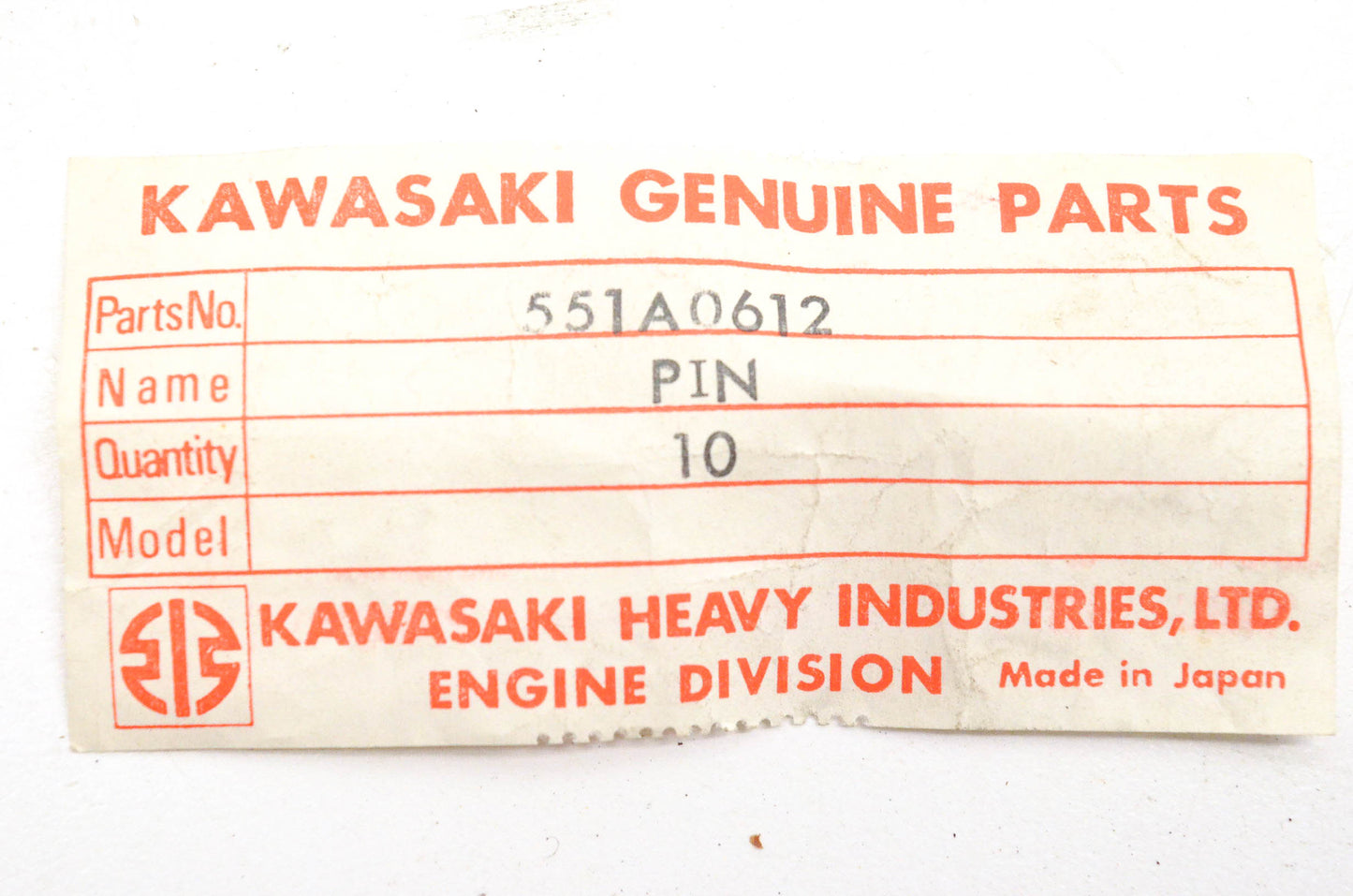New OEM Kawasaki 551A0612 Dowel Pins Qty 10 NOS