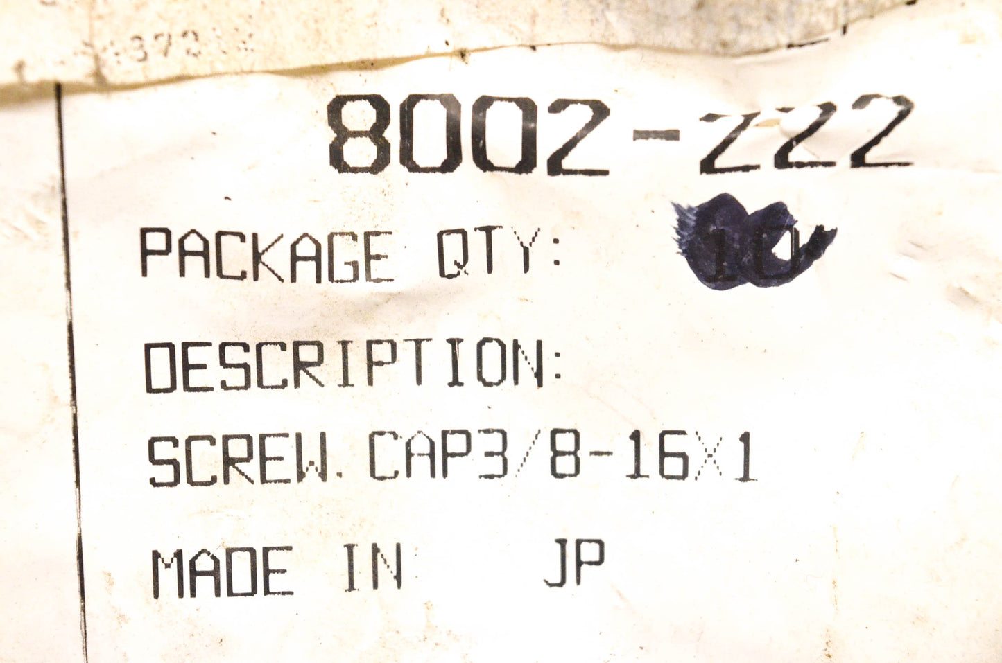 New OEM Arctic Cat 8002-222 Cap Screws 3/8-16x1 Qty 2 NOS