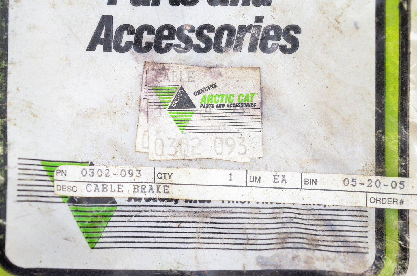 New OEM Arctic Cat 0302-093 Brake Cable NOS