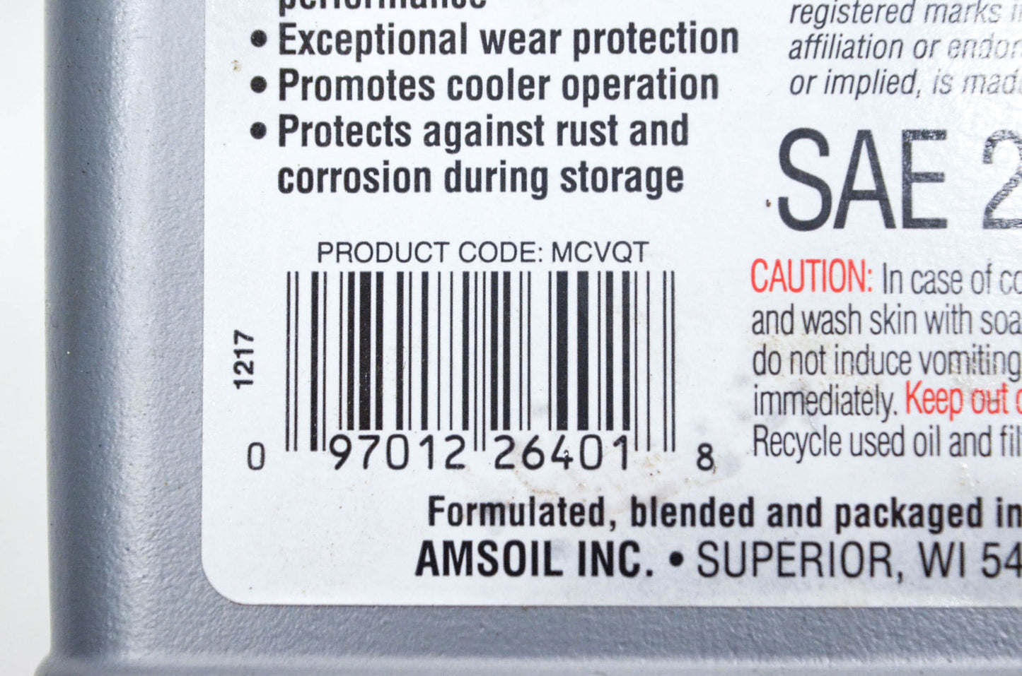 Amsoil MCVQT-EA SAE 20W-50 1-Quart NOS