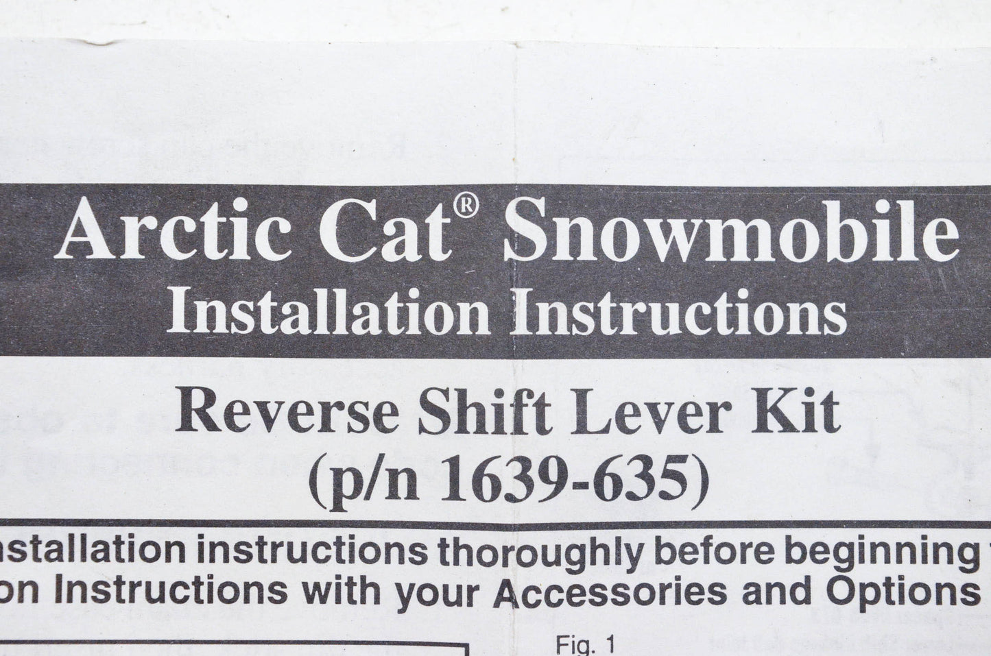 New OEM Arctic Cat 1639-635 Reverse Shift Lever Kit NOS