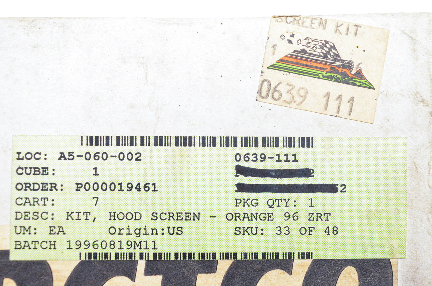 New OEM Arctic Cat 0639-111 Orange Hood Screen Kit NOS