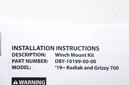 New OEM Yamaha DBY-10199-00-00, 101990 Warn Winch Mount Kit NOS
