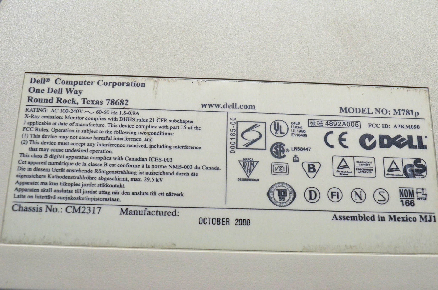 Dell M781P CRT Computer Monitor