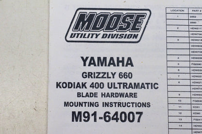 Moose Utility Division M91-64007, 2672M Plow Mount Kit NOS