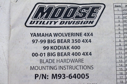 Moose Utility Division M93-64005, 2776 Plow Mount Kit NOS