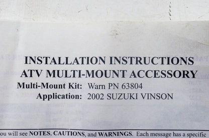 Warn 63804 ATV Multi Mount Accessory Kit NOS