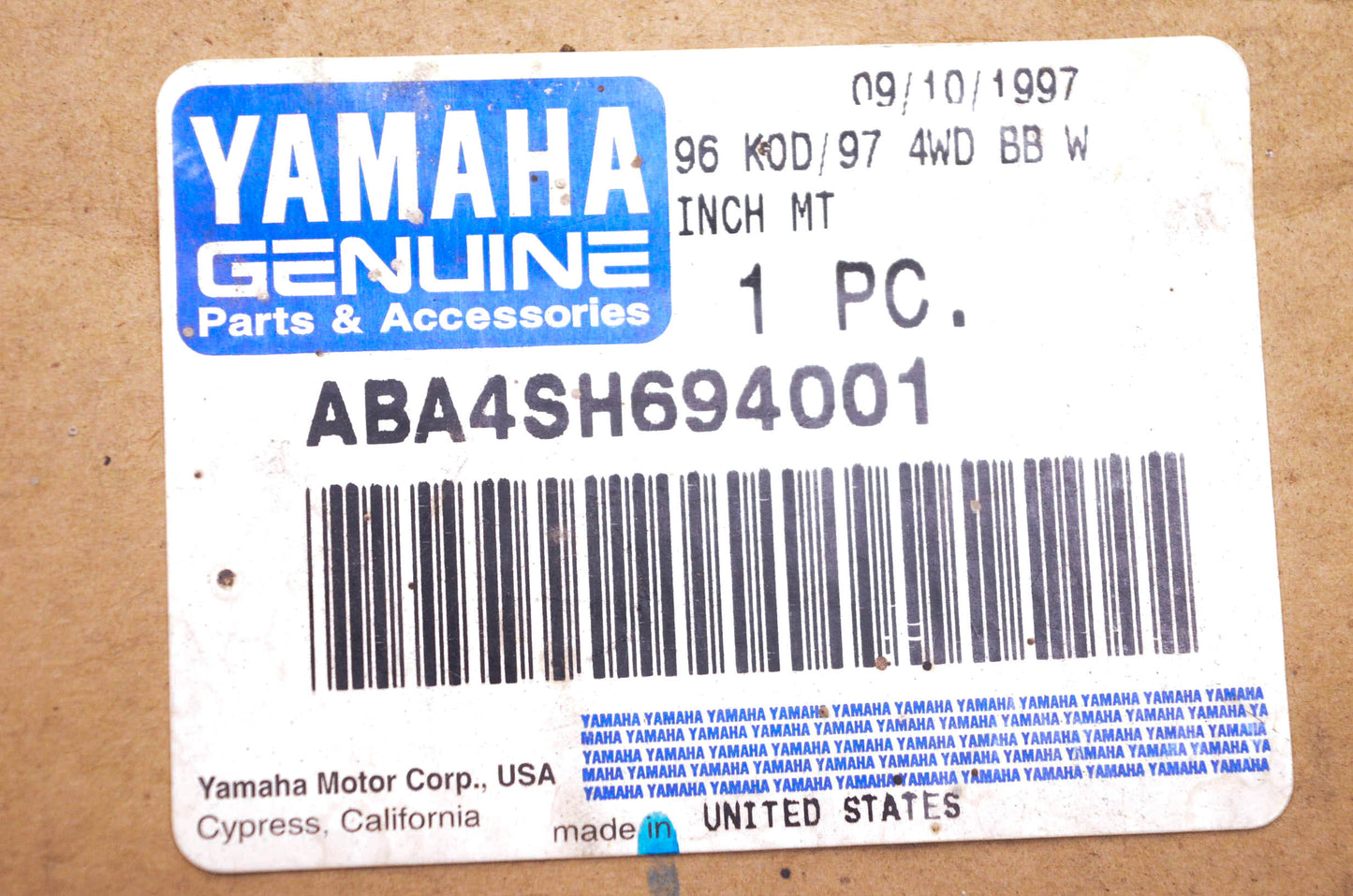 New OEM Yamaha ABA-4SH69-40-01 Warn Winch Mount Kit NOS