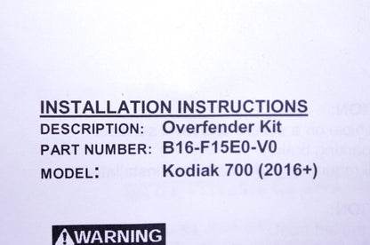 New OEM Yamaha B16-F15E0-V0-00 Over Fender Kit NOS