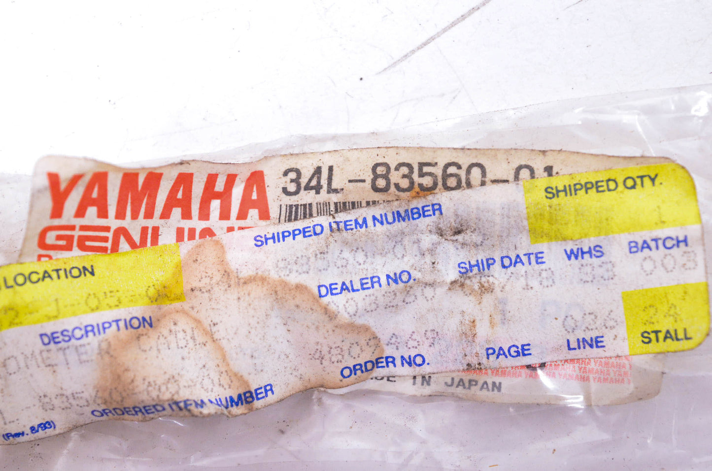 New OEM Yamaha 34L-83560-01-00 Tachometer Cable NOS