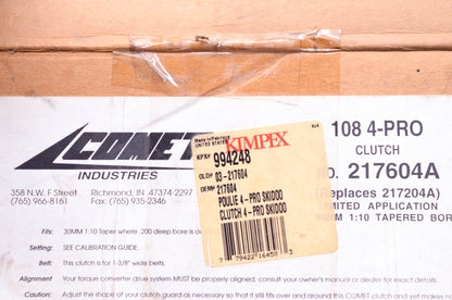 Comet 217604A, 994248, 03-217604 108 4-Pro Primary Clutch Kit NOS