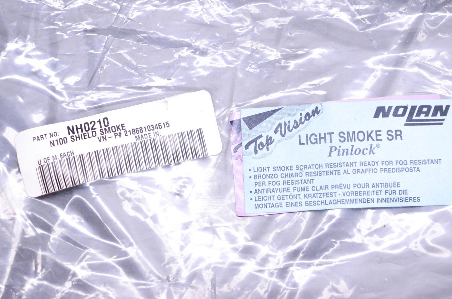 Nolan NH0210, 21861034615 N100 Light Smoke Tint Pinlock Shield NOS