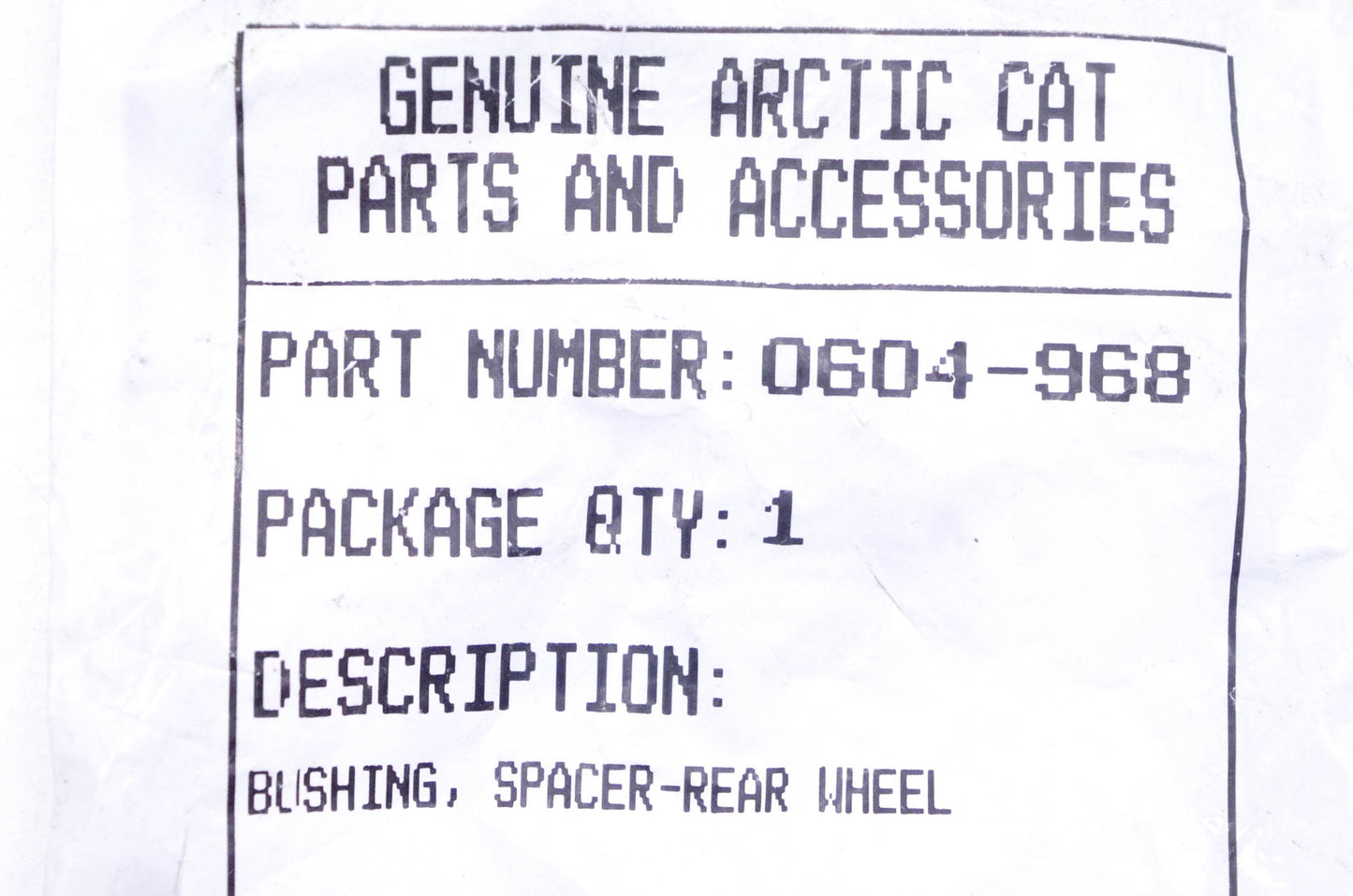 New OEM Arctic Cat 0604-968 Rear Wheel Spacer Bushing NOS