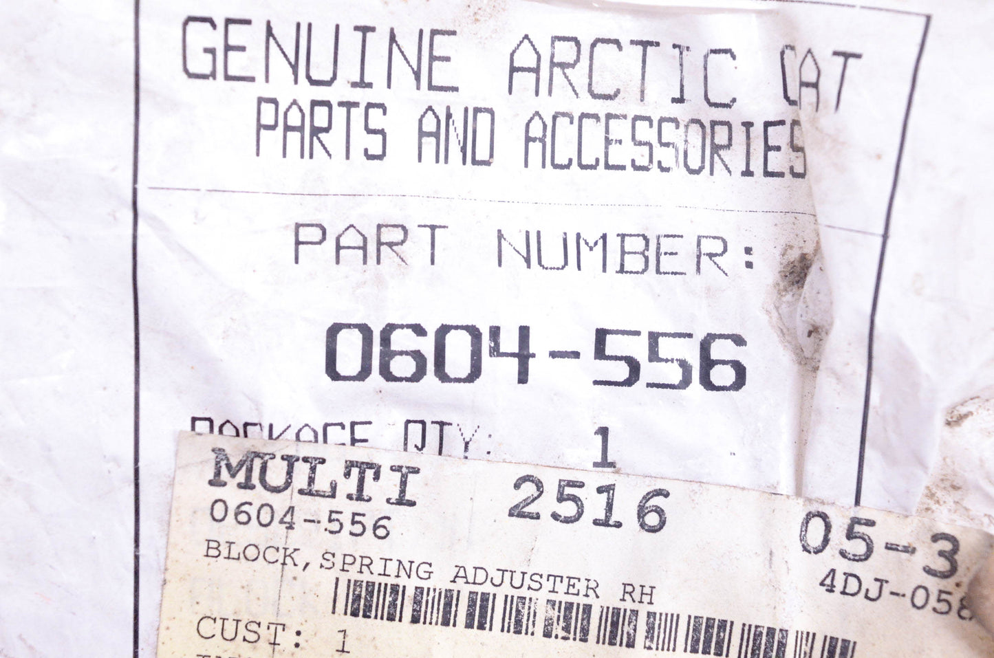 New OEM Arctic Cat 0604-556 Righthand Spring Adjuster Block NOS