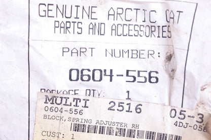 New OEM Arctic Cat 0604-556 Righthand Spring Adjuster Block NOS