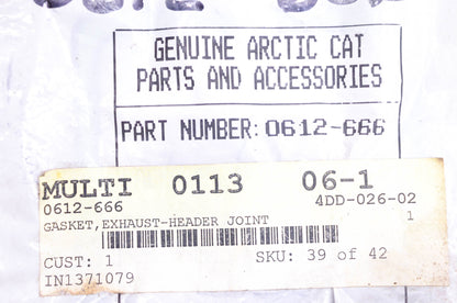 New OEM Arctic Cat 0612-666 Exhaust Header Joint Gasket NOS