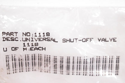 Aftermarket 1118 Shut Off Valve NOS