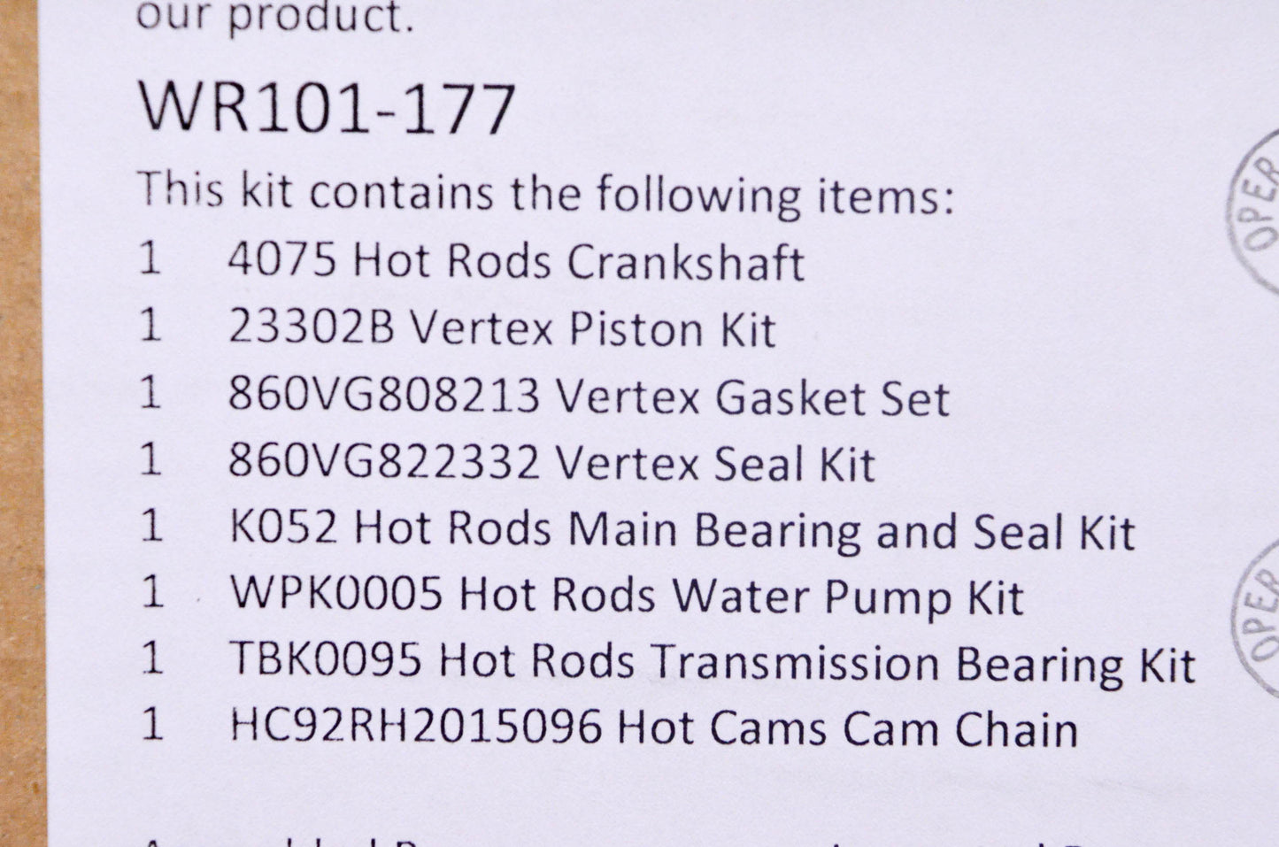 Wrench Rabbit WR101-177, T5005505 Engine Rebuild Kit NOS