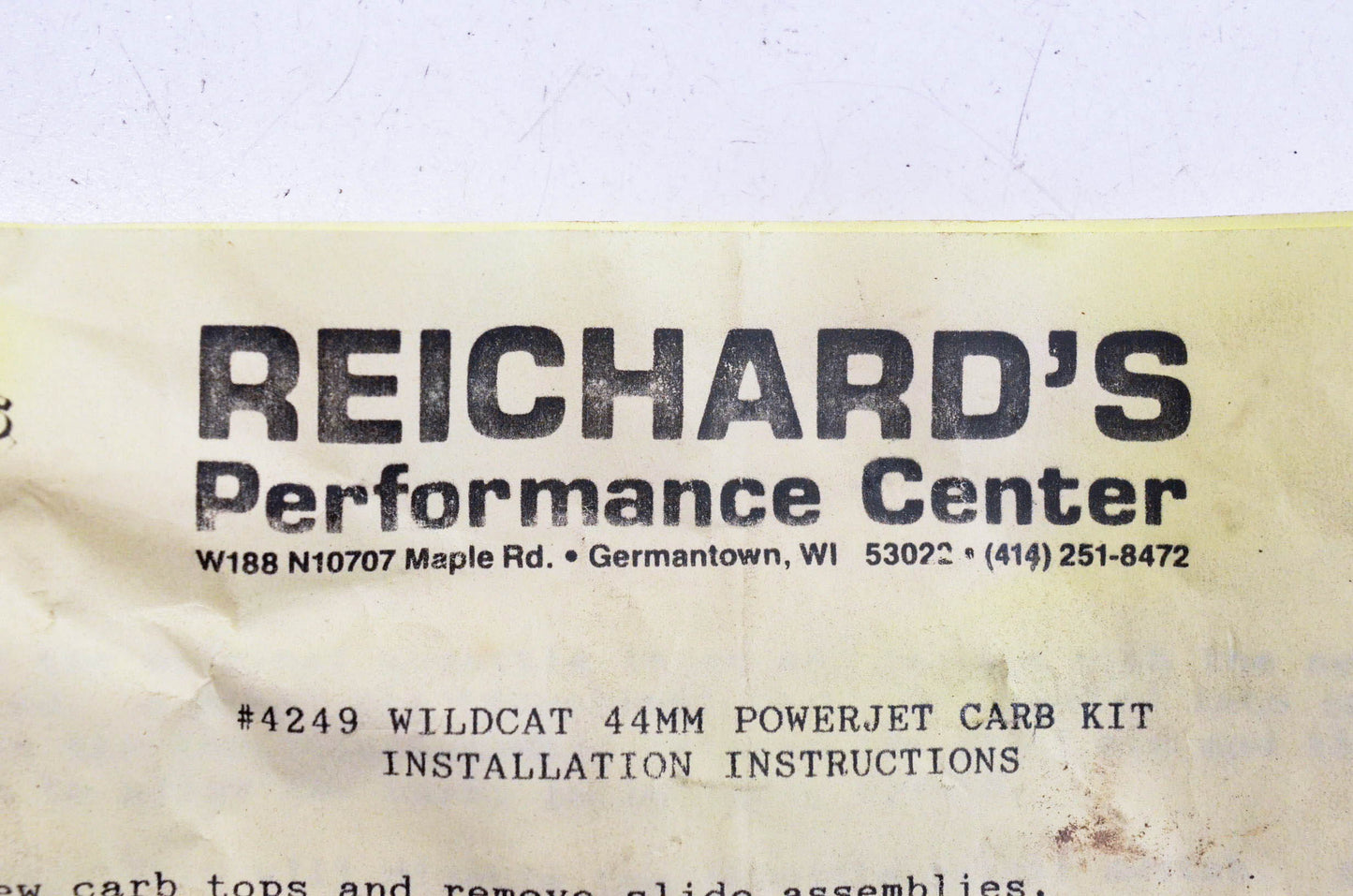 Reichard's Performance Center 4249 Wildcat 44mm Powerjet Carburetor Kit NOS