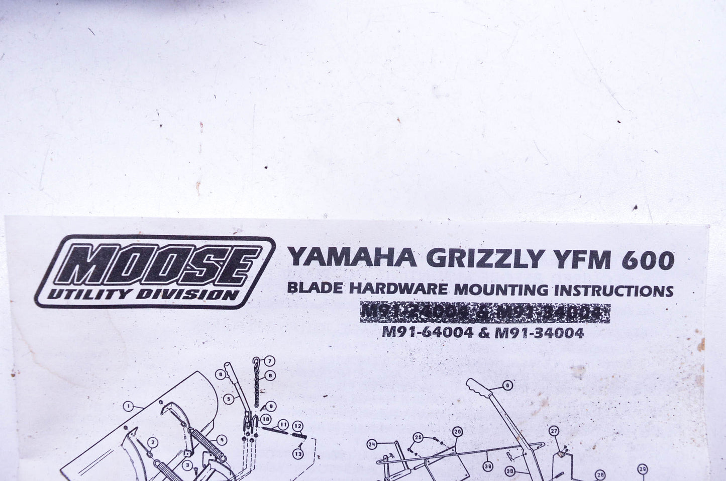 Moose Utility Division M91-64004 Plow Bade Mounting Kit NOS