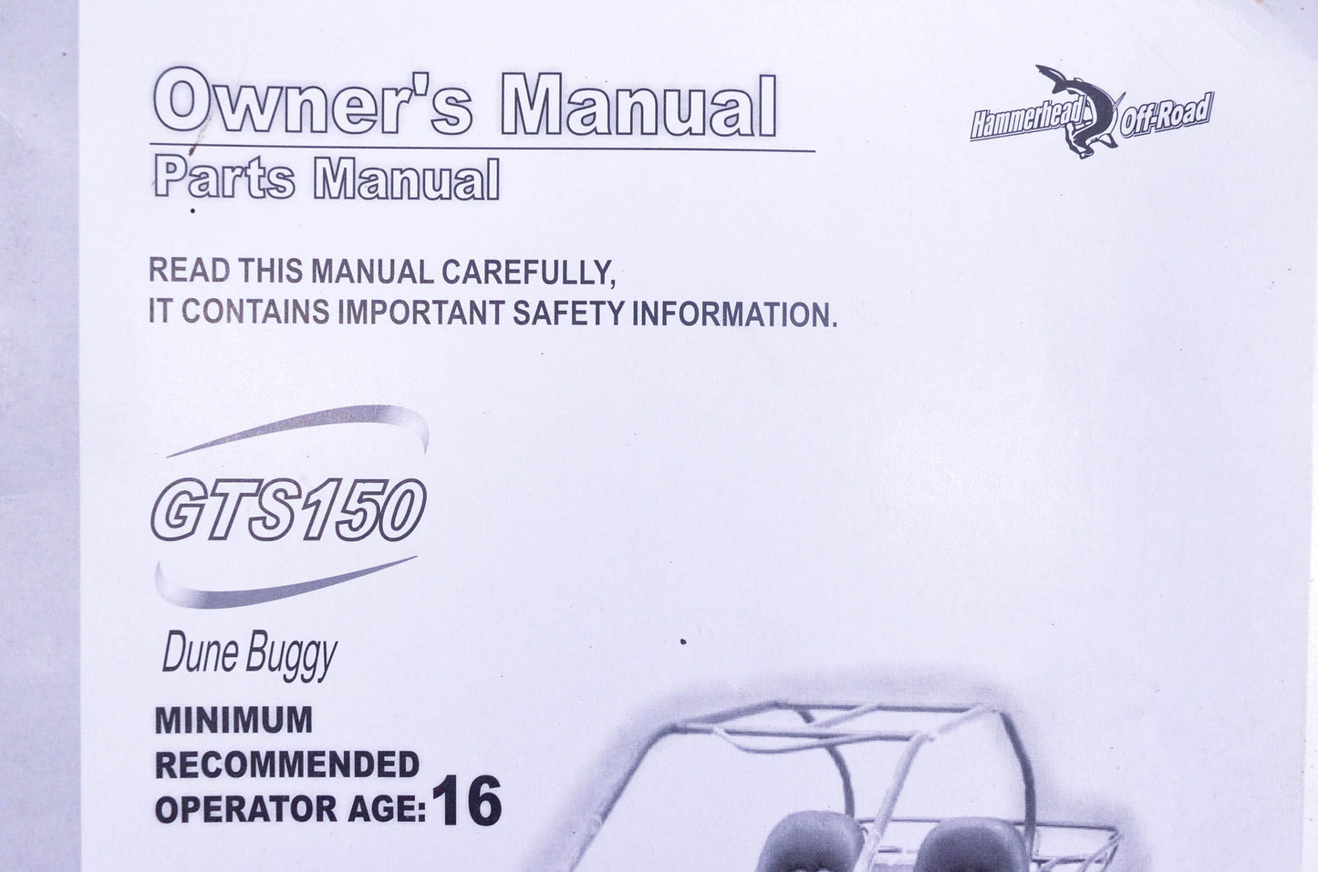 Hammerhead Off-Road GTS150 Dune Buggy Owner's Manual