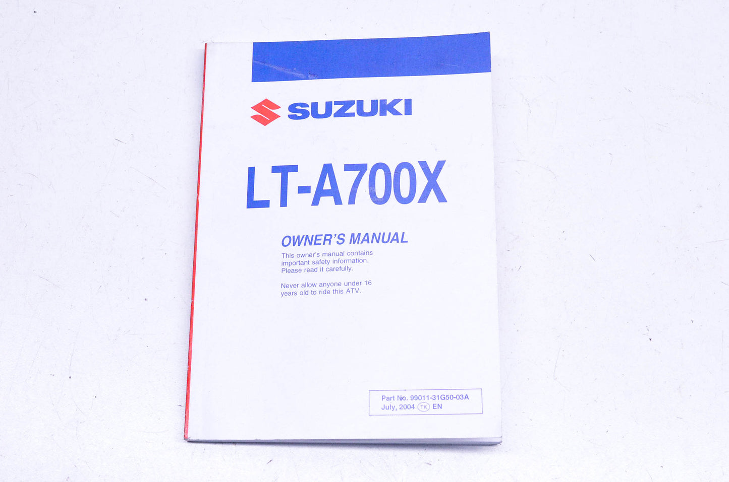 New OEM Suzuki 99011-31G50-03A LT-A700X Owner's Manual NOS