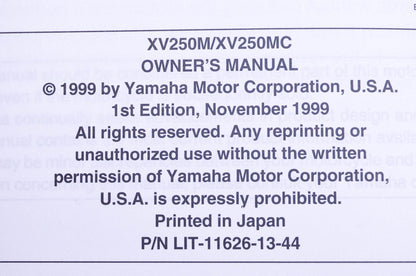 New OEM Yamaha LIT-11626-13-44 Virago Owner's Manual NOS