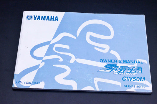 New OEM Yamaha LIT-11626-13-49 Zuma Sports Scoot CW50M Owner's Manual NOS