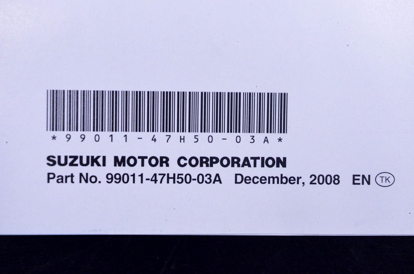 New OEM Suzuki 99011-47H50-03A GSX-R1000 Owner's Manual NOS