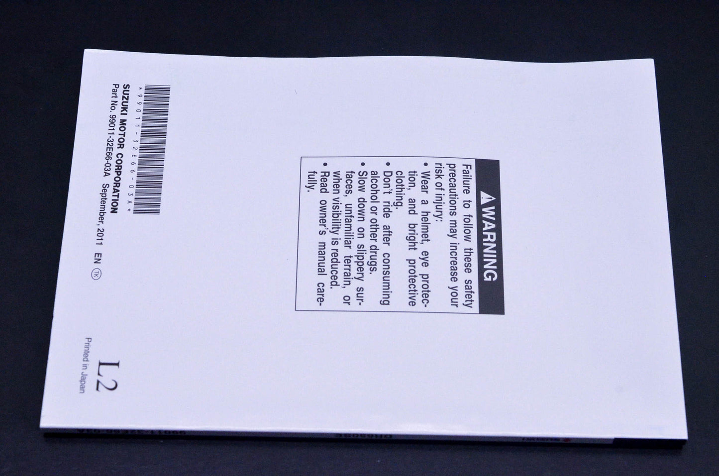 New OEM Suzuki 99011-32E66-03A DR650SE Owner's Manual NOS