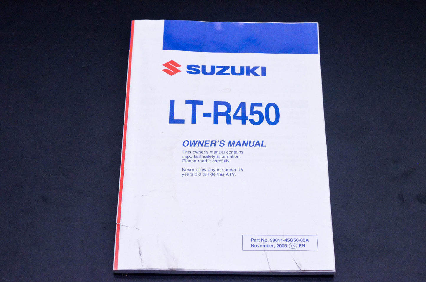 New OEM Suzuki 99011-45G50-03A LT-R450 Owner's Manual NOS