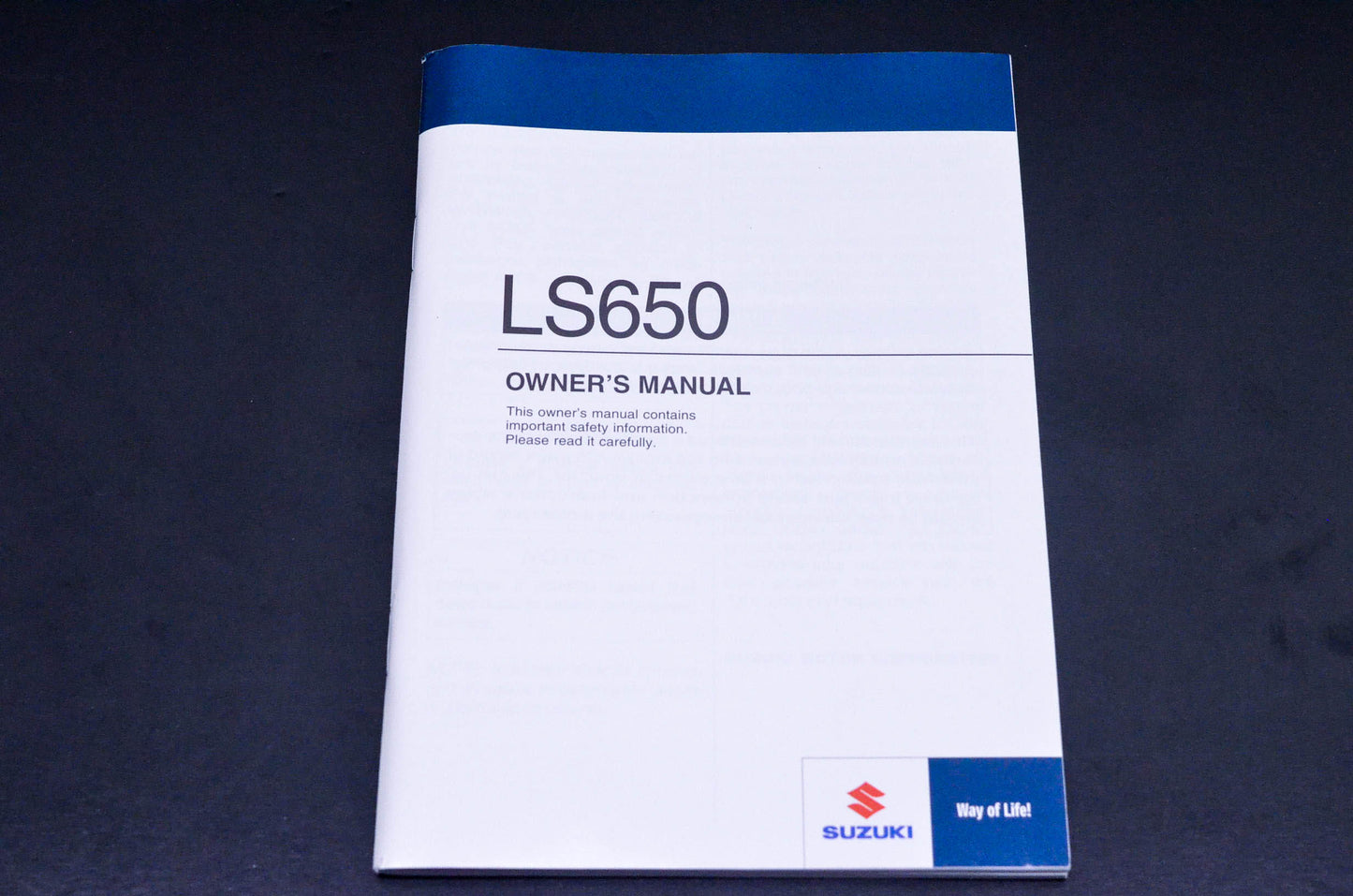 New OEM Suzuki 99011-24C66-03A LS650 Owner's Manual NOS