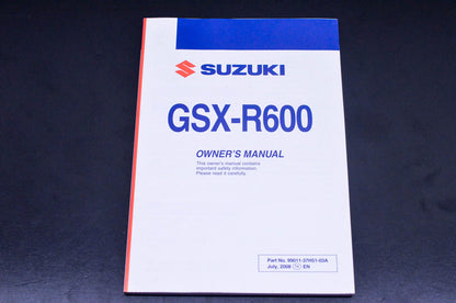 New OEM Suzuki 99011-37H51-03A GSX-R600 Owner's Manual NOS