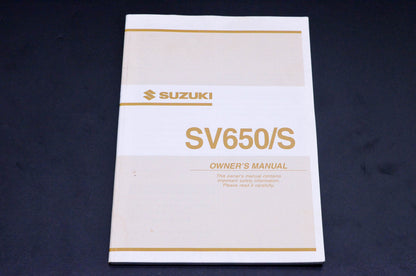 New OEM Suzuki 99011-17G50-03A SV650/S Owner's Manual NOS
