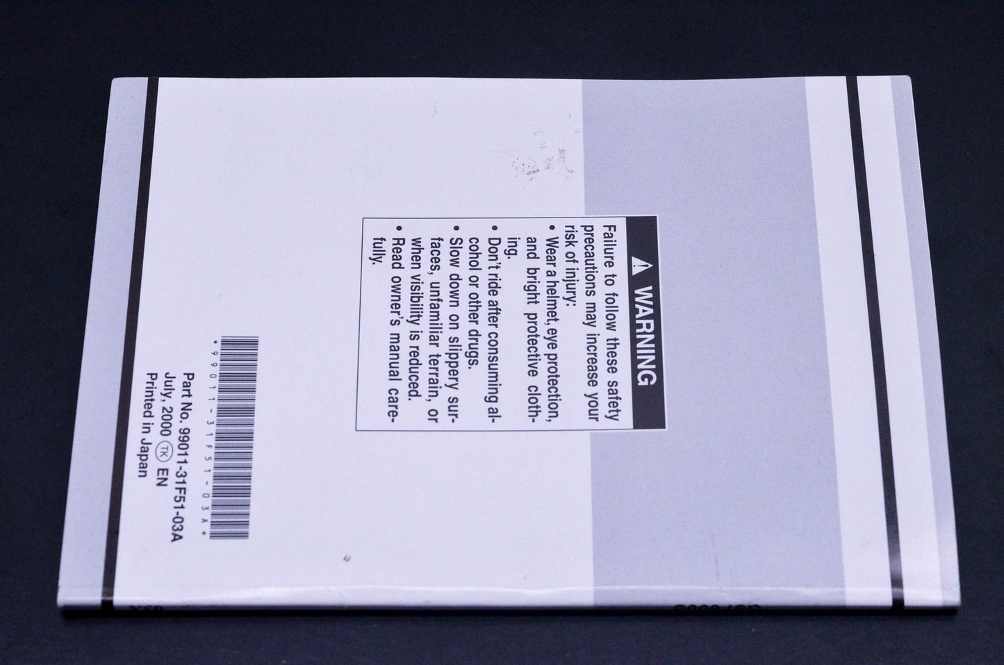 New OEM Suzuki 99011-31F51-03A GSF600S Owner's Manual NOS