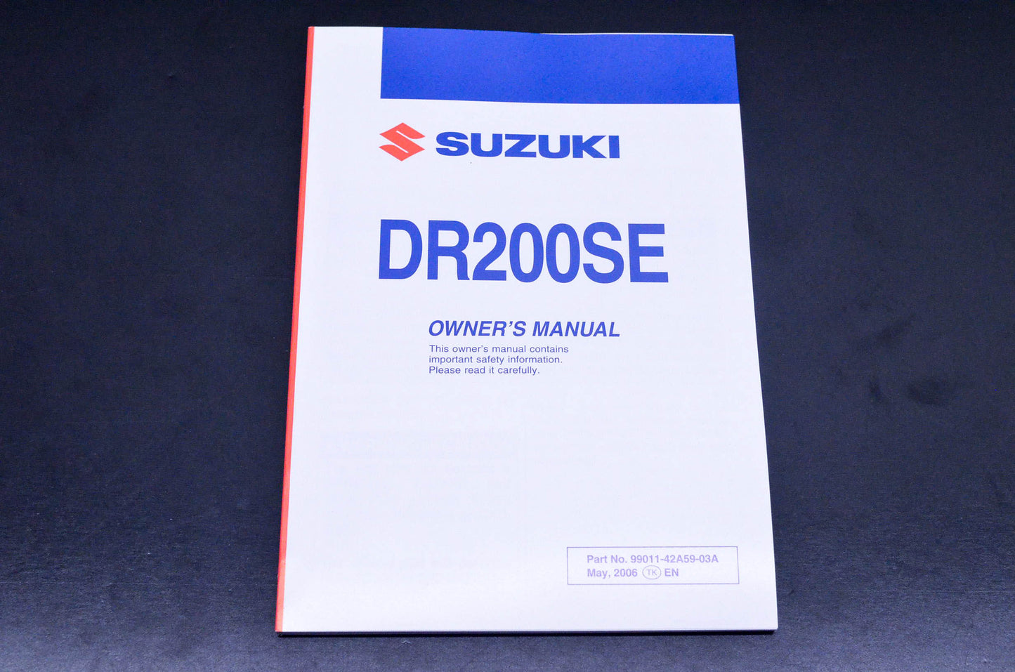 New OEM Suzuki 99011-42A59-03A DR200SE Owner's Manual NOS