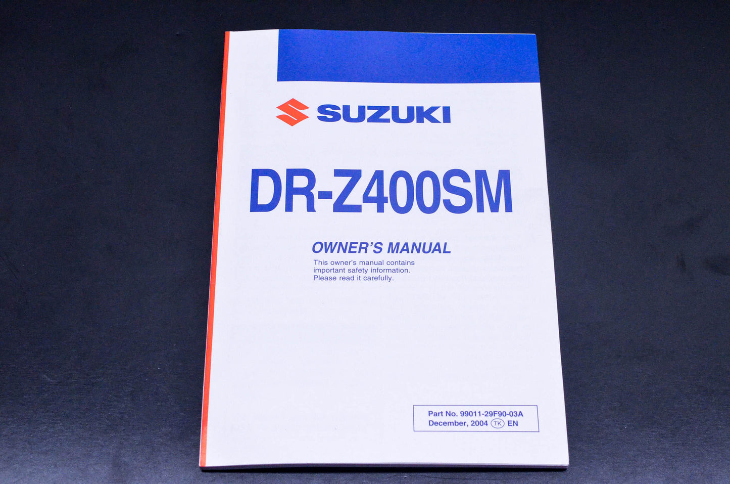 New OEM Suzuki 99011-29F90-03A DR-Z400SM Owner's Manual NOS