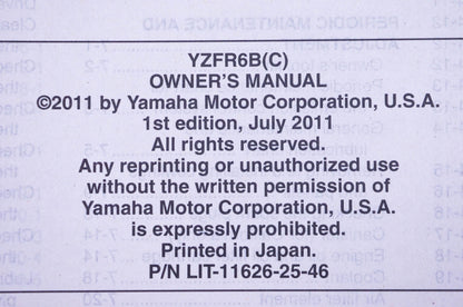 New OEM Yamaha LIT-11626-25-46 R6 YZFR6Bc Owner's Manuals & Tool Kit NOS