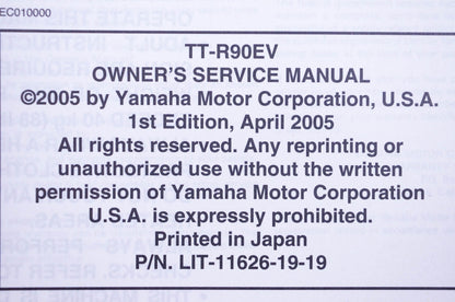 OEM Yamaha LIT-11626-19-19, 3P2-28199-10-00 TT-R90EV Owner's Manuals & Tool Kit NOS