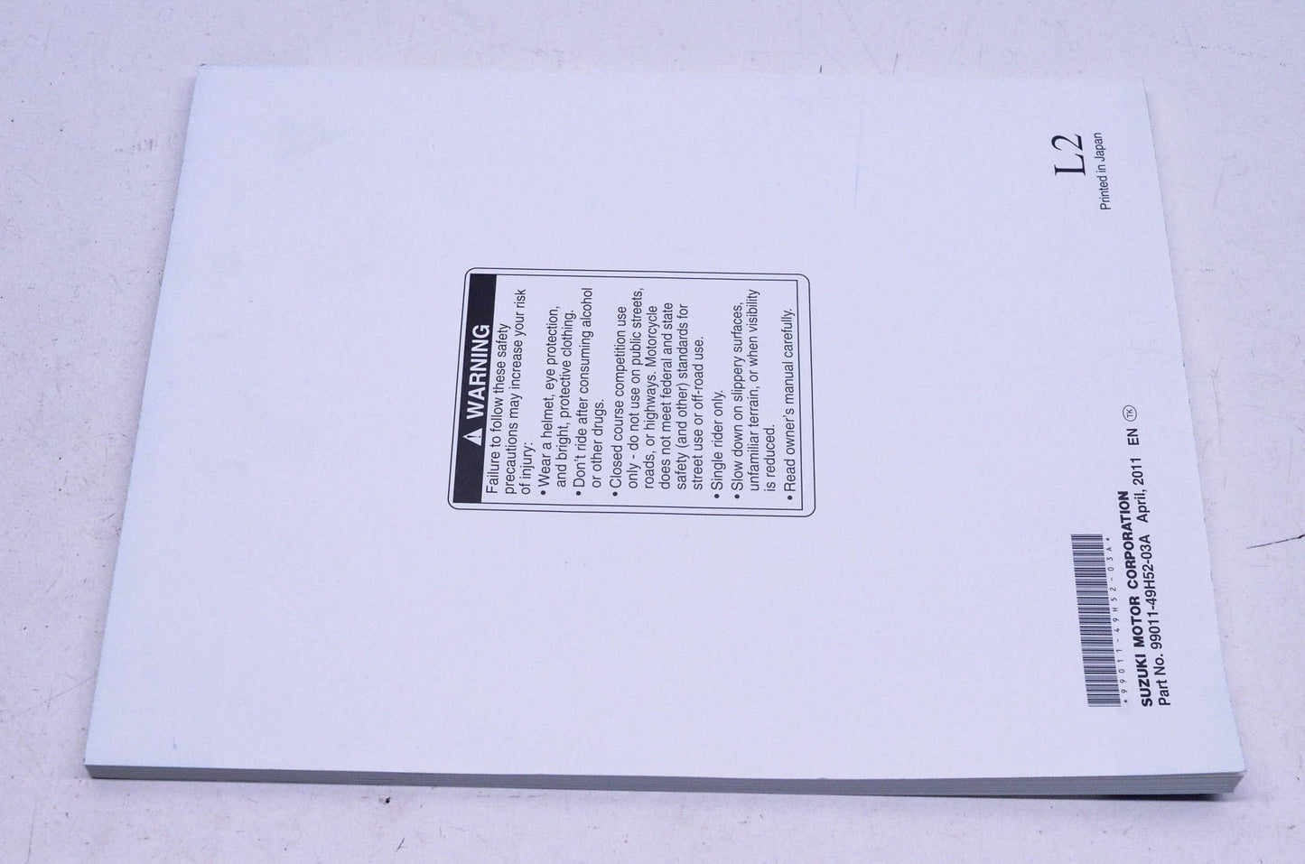 New OEM Suzuki 99011-49H52-03A RM-Z250 Owner's Race Preparation Manual & Hardware Kit NOS